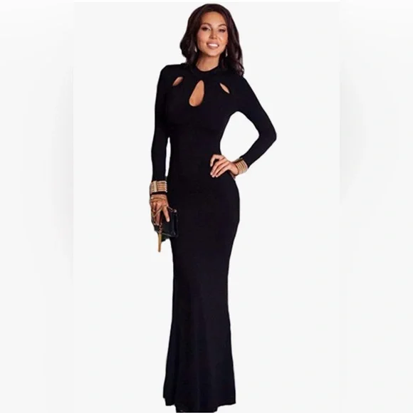 chinese dress ladies Amersham Long Sleeve Maxi Dress Black main image 0
